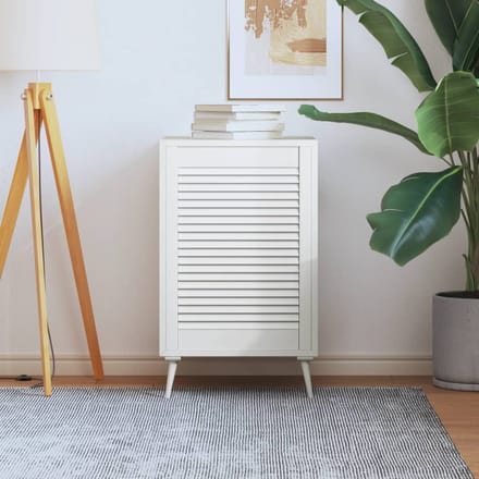 vidaXL - Kastdeur - met - lamellen - 69x49,4 - cm - massief - grenenhout - wit