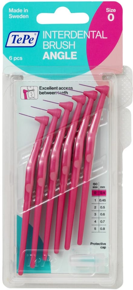 6x TePe Angle Ragers 0,4 mm Roze blister à 6 stuks