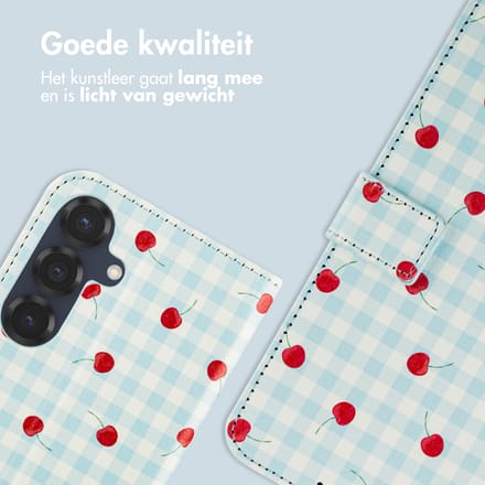 imoshion Hoesje - Geschikt voor Samsung Galaxy S25 - Design Bookcase smartphone - Cherry Check