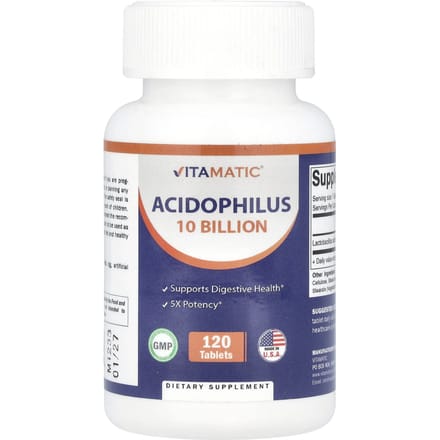 Vitamatic, Acidophilus, 10 milliards d'UFC, 120 comprimés