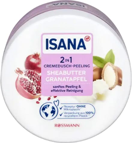 ISANA 2-in-1 Douchegel en Peeling - 200 gr | Bodyscrub met Sheabutter & Granaatappel - Vegan Bodyscrub