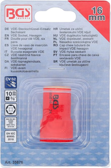 BGS VDE dopsleutel, zeskant - 3/8 - 16 mm