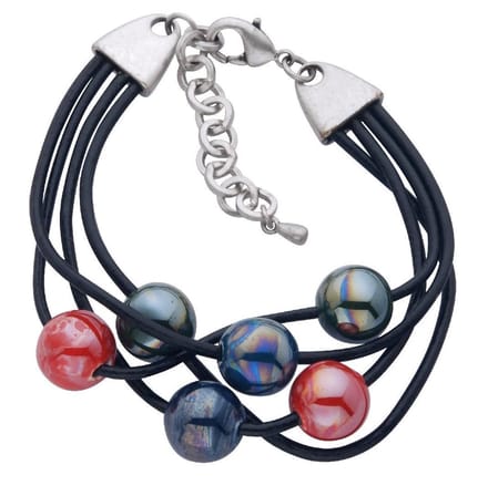 Behave - Armband imitatieleer - multikleur kralen - creatief accent