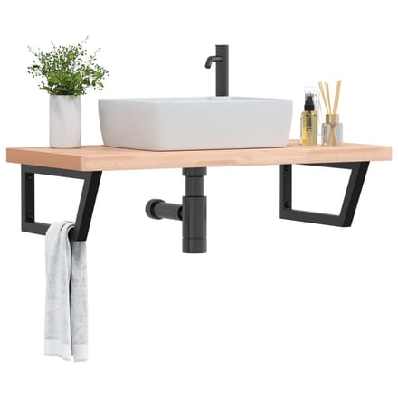 vidaXL - Badkamer - wandschap - staal - en - massief - beukenhout