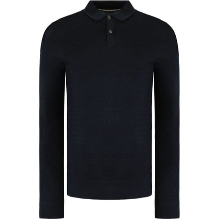 Ted Baker Morar Heren Navy Gebreid Polo Shirt