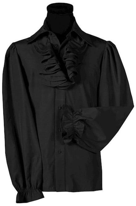 Ruchehemd met jabot zwart