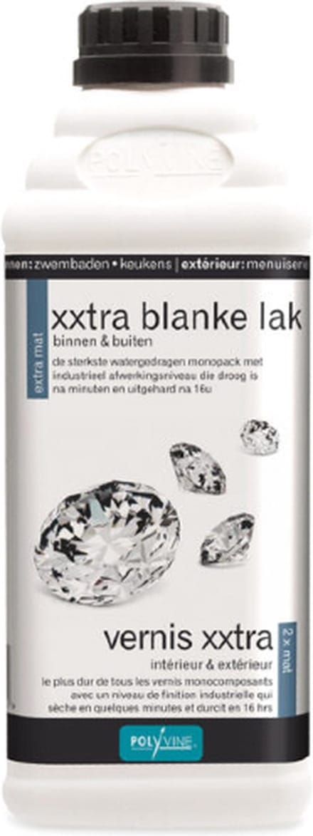 Polyvine XXtra Blanke lak extra mat 1 liter: de sterkste monopack lak verkrijgbaar.