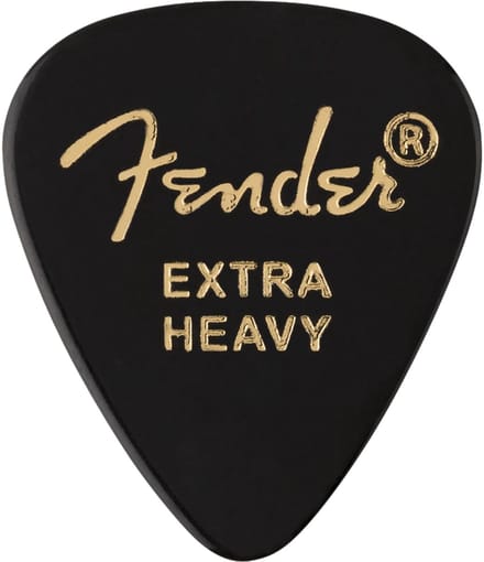 Fender 351 Vorm Premium Picks Extra Zwaar Zwart 12-Pack Celluloid Plectrums
