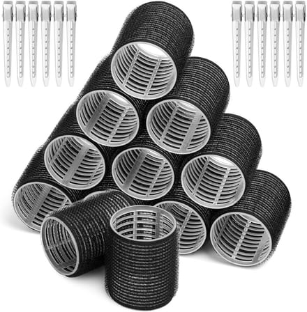Grote Zelfgrip Haarrollers met Clips voor Volume en Krullen - 12 Stuks