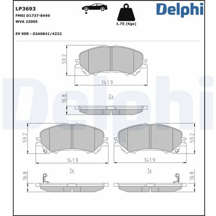 Remblokset DELPHI LP3693, voor