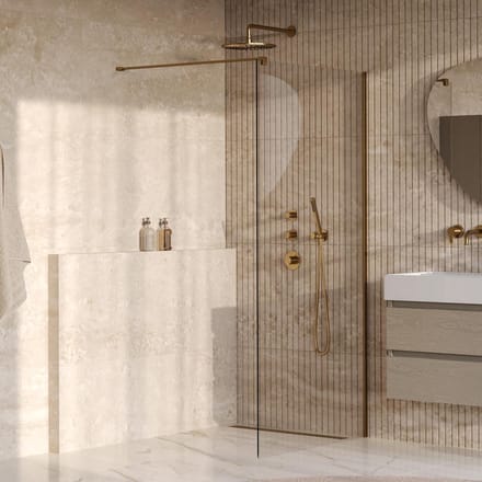 Brauer Oblivion - Inloopdouche - Helder Glas - 100 x 200 cm - incl. Glascoating - PVD Goud Geborsteld