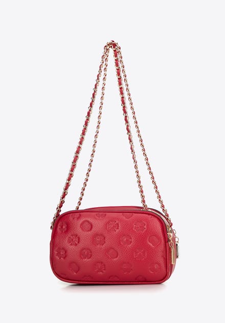 Wittchen Dames Leren Crossbody Tas met Ketting, Framboos, Natuurlijk Leer