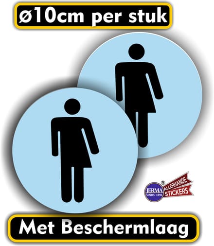 WC deur sticker Genderneutraal set 2 stuks