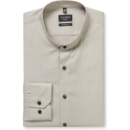 OLYMP No. Six Overhemd, Super Slim, Opstaande kraag, Taupe