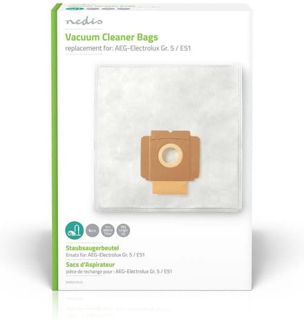 Nedis Stofzuigerzak - 4 Stuks - Synthetisch - Meest verkocht voor: Electrolux - Wit