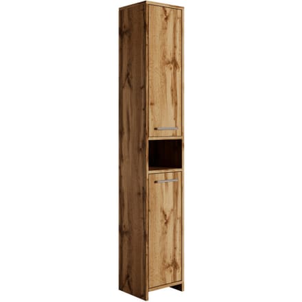 Badplaats Badkamerkast Nemo 32 x 29 x 167 cm – Eiken met Wit – Staande Kolomkast met Twee Deuren