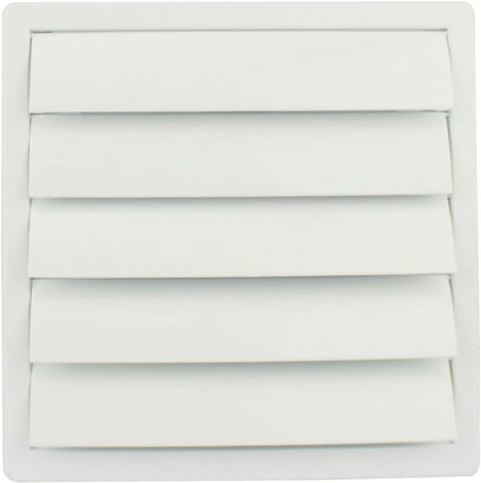 Ventilatierooster Lamellen 170 x 170 mm Ø 125 mm - Wit Kunststof