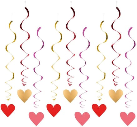 Boland Hartjes hangdecoratie - 9x stuks - rood/roze/goud - 85 cm - valentijn - bruiloft - versiering