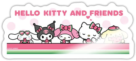 Hello Kitty En Vriend Eten Watermeloen Sticker Maat S (max. 10 x 10cm)
