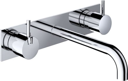Hotbath Cobber CB006TEXT18 afbouwdeel wastafelkraan 3-gats met achterplaat en 18cm uitloop chroom