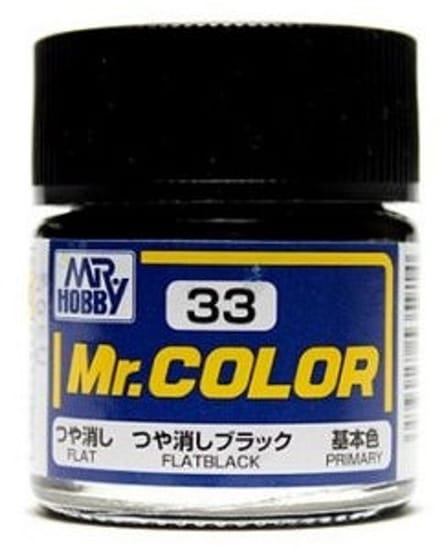 Gunze Mr. Hobby C-033 - Mr. Color 10 ml Flat Black - Lacquer Modelbouwverf