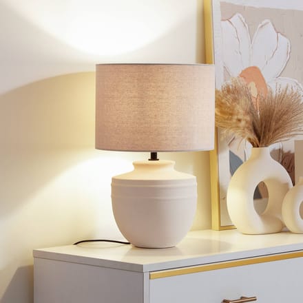 Lindby - Tafellamp - 1licht - Keramiek, linnen - H: 45.5 cm - E27 - beige