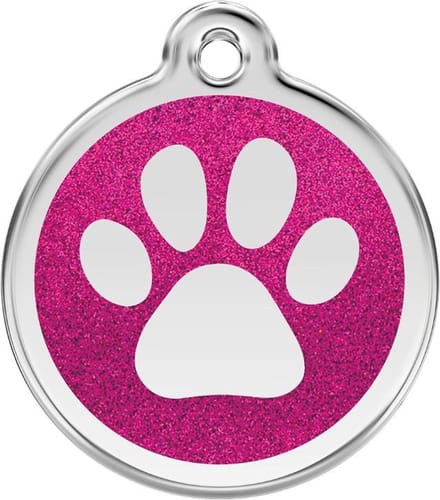 Red Dingo Hondenpenning 30 mm pootje glitter roze