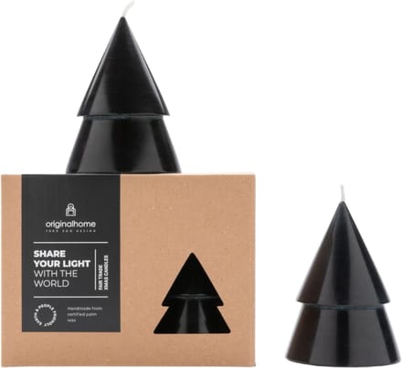Original Home - kerstboomkaars set van 2 - zwart - palmolie kokoswax - fairtrade