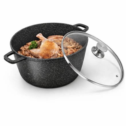 Kadirelli Braadpan - Ø24cm - Zwart - Glazen Deksel - Siliconen Handvat - Inductie