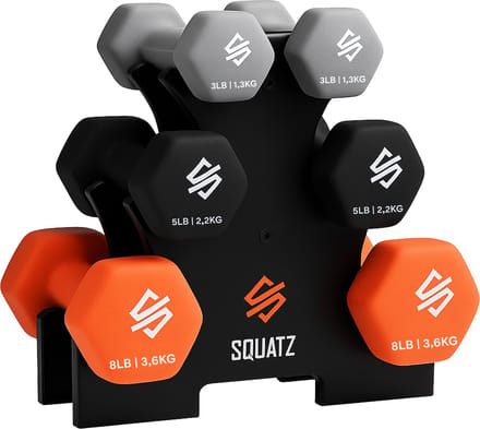 Squatz dumbell Set - 1.3 t/m 3.6 Kg - Gewichten- 3 Paar