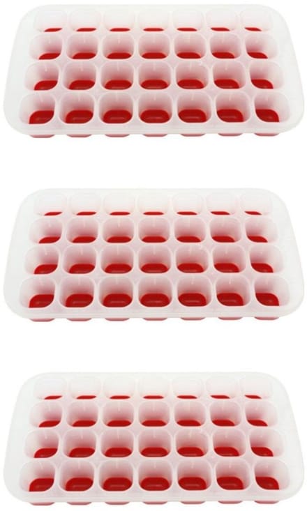 Set van 3 roze ijsblokjesbakjes van 28 ijsblokjes Fackelmann