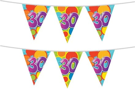 Haza Vlaggetjes 30 jaar - leeftijd verjaardag - 2x stuks - plastic 10m