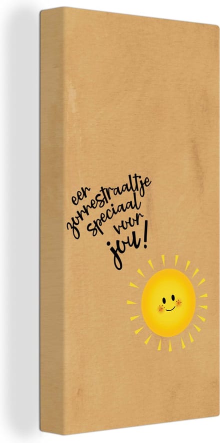 Canvas Schilderij Beterschap - Quote - Geel - Zon - 40x80 cm - Wanddecoratie