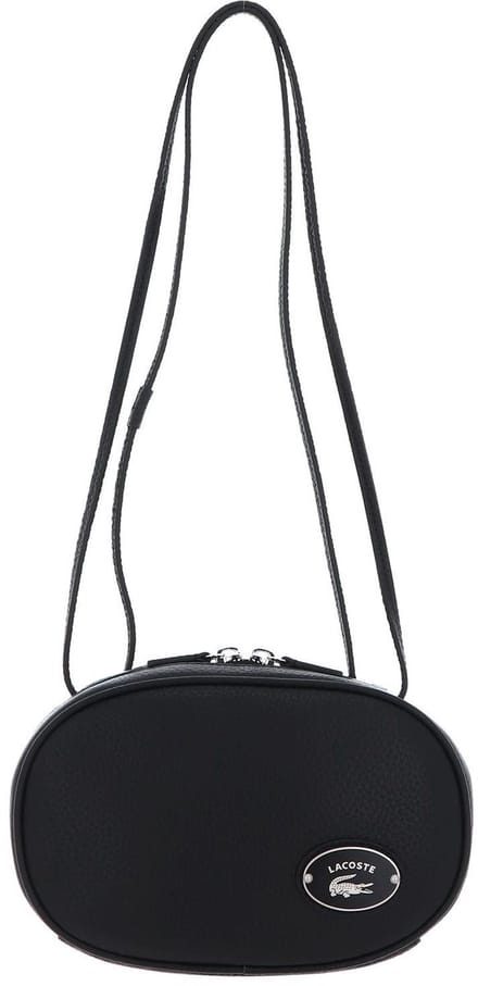 LACOSTE Leren Schoudertas Origin Croc Round Camera Bag Noir Zwart