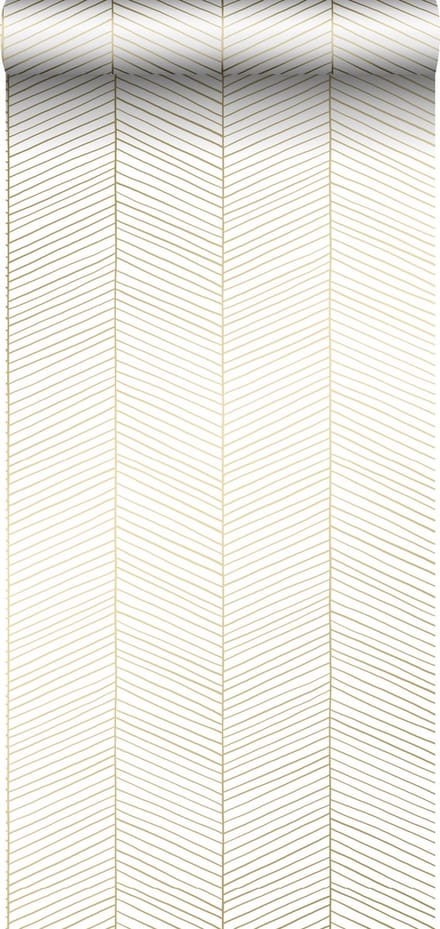 ESTAhome behang visgraat-motief wit en goud - 53 cm x 10.05 m - 139135