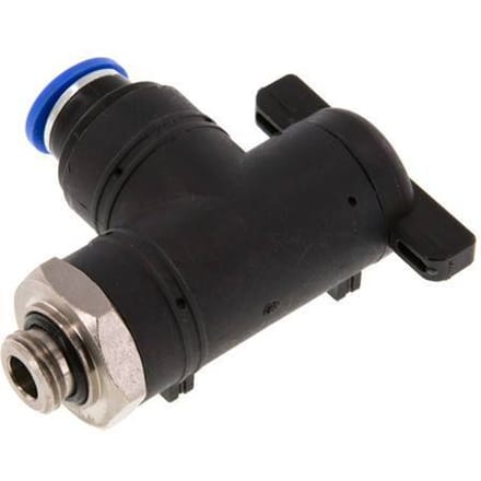 10 mm - G1/4'' Kunststof/Messing L-stuk 2-Weg Kogelkraan