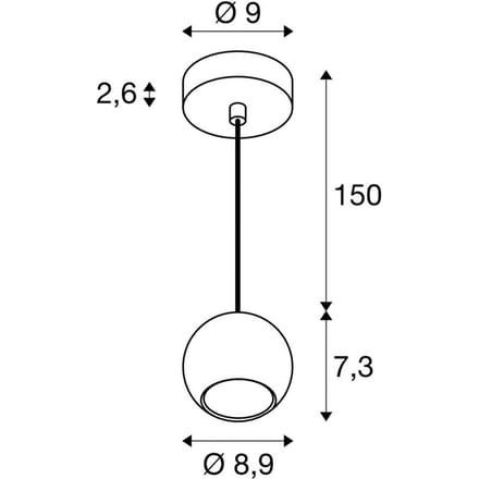 SLV hanglamp Light Eye 90, zwart, Ø 9 cm, metaal