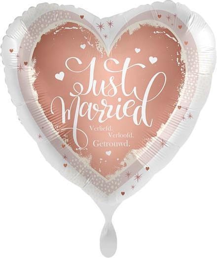 Folieballon Just married - hart ballon - huwelijk - bruidspaar