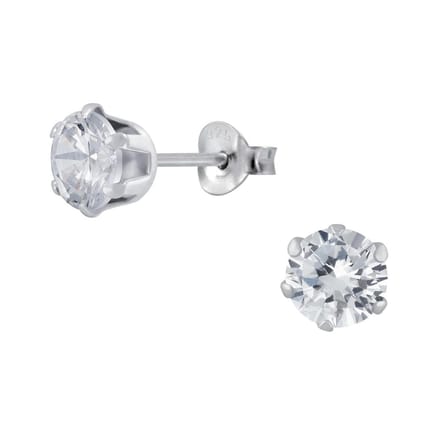 Joy|S - Zilveren 6 mm rond oorknoppen - zirkonia