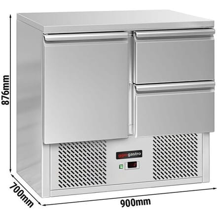GGM Gastro Kühltisch ECO - 900x700mm - mit 1 Tür - 2 Schubladen Zilver