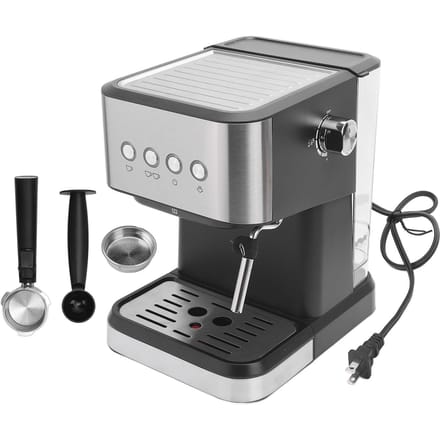 Machine à café compacte semi-automatique 20 bars Machine à café avec mousseur à lait Lance vapeur 1,5 L d'eau L(for 6.5-9kg) gray