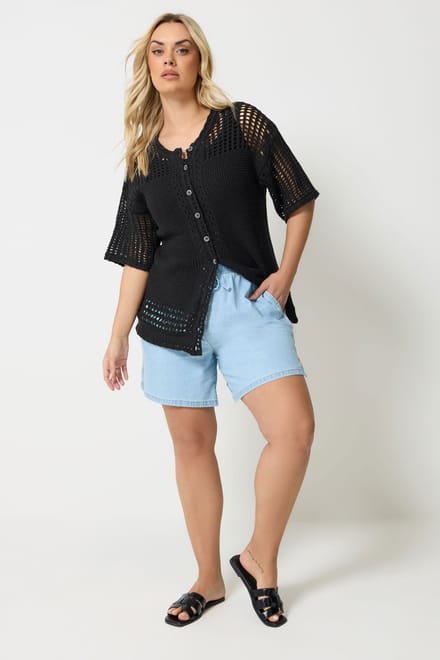 Yours Zwart Vest Met Open Steek Size 54-56