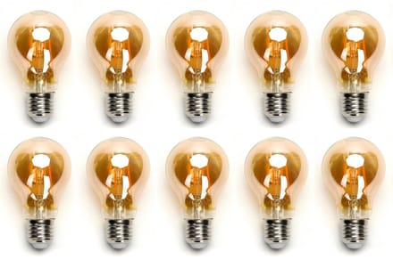 Gloeilamp E27 10 stuks | 6W=45W warmwit | 2200K - amber glas