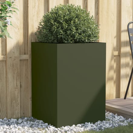 vidaXL - Plantenbak - 52x48x75 - cm - staal - olijfgroen