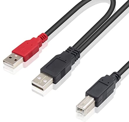 USB2.0 Y-splitterkabel van USB A naar USB B – 80/20 cm, ideaal voor printer, scanner en externe harde schijven