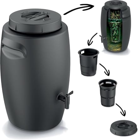 Compost Bak - Bio Afval Container - Meststof Maken - Met Kraan - 55 Liter - Antraciet