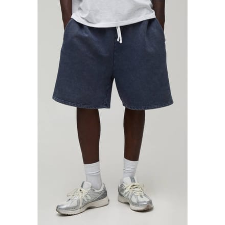 Ruimvallende Essential Gewassen Jersey Short | Washed Navy | Size XS