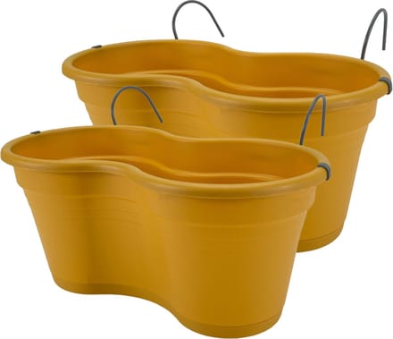 Balkon bloembak Hangbak Compleet - Okergeel - 37 x 20 x 17 cm - 2 Stuks
