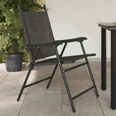 vidaXL - Opklapbare - stoelen, - 2 - stuks, - gemêleerd - grijs, - staal - en - Textilene.