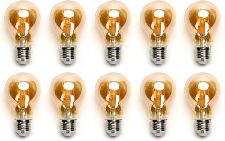 Gloeilamp E27 10 stuks | LED 8W=63W warmwit | 850 Lumen - 2200K - amber glas